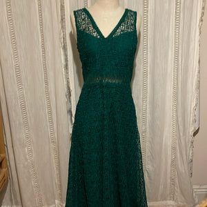 H & M Green Floral Embroidered Dress